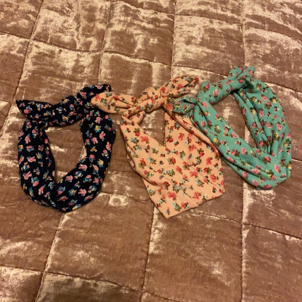 Floral bow headband set